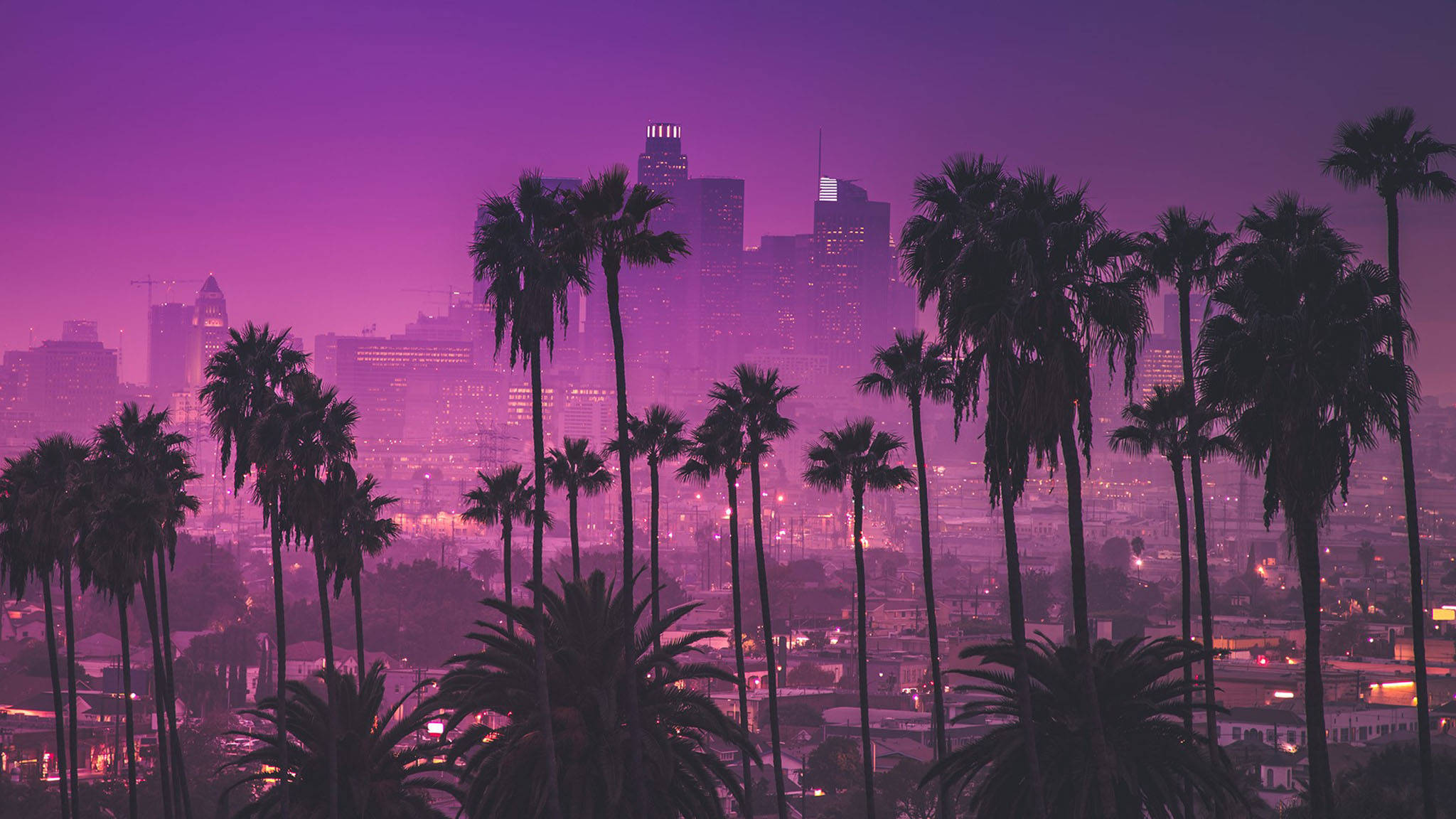 Mor Los Angeles Gün Batımı Duvar Kağıdı