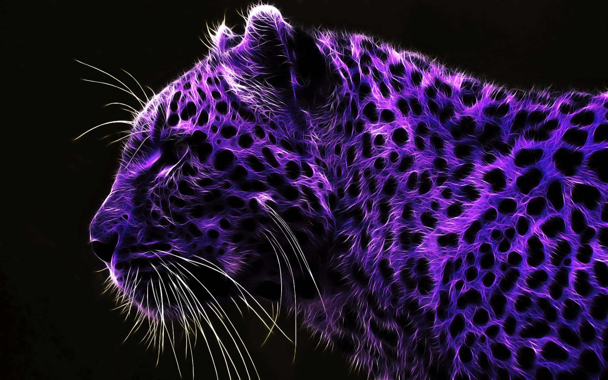 Mor Manzara Serin Orman Leoparı Duvar Kağıdı