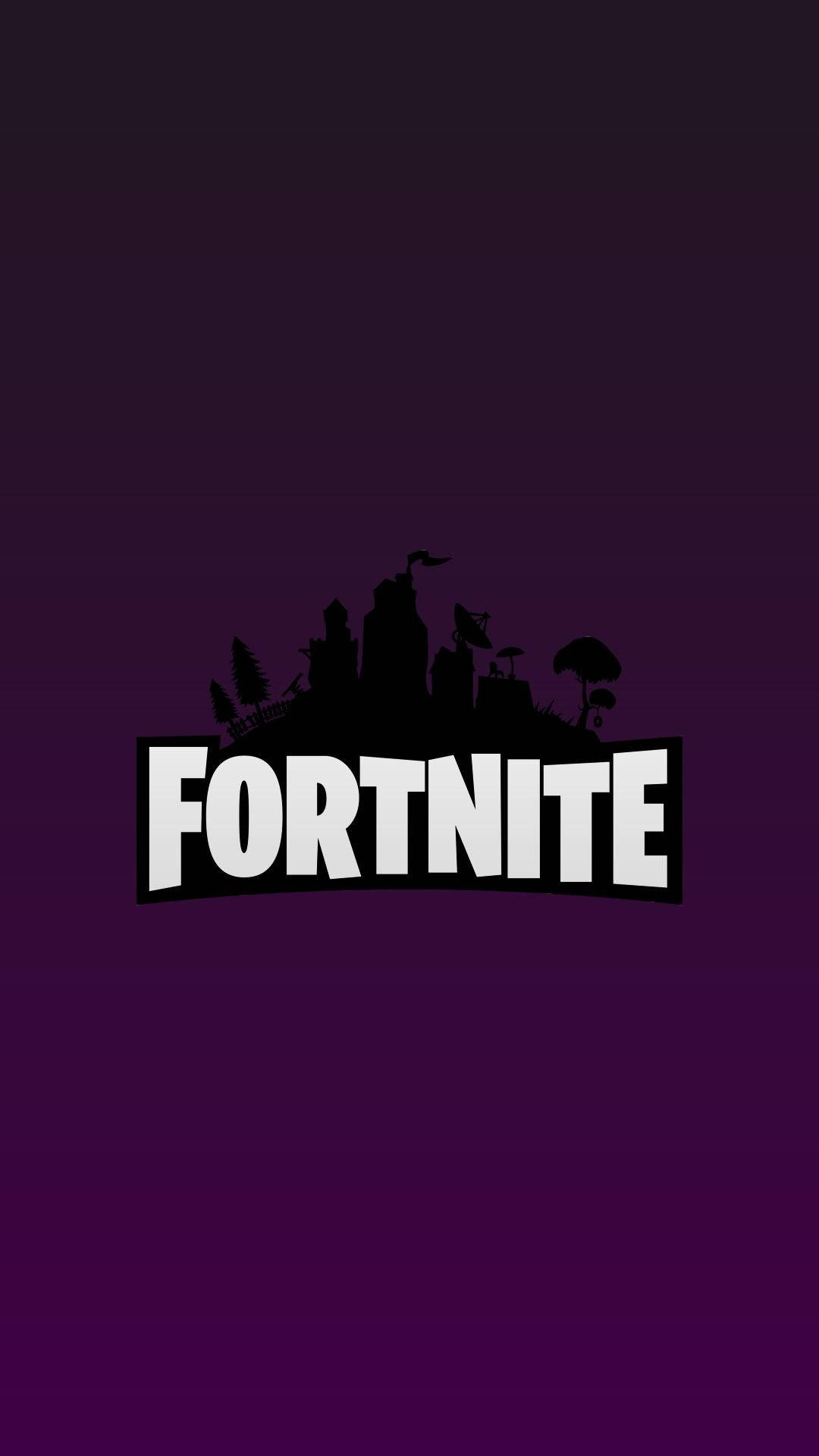 Mor arka planda Fortnite logosu duvar kağıdı.