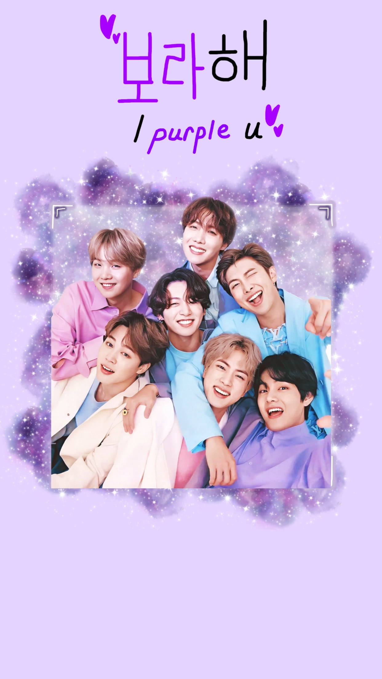 Mor Seviyorum Gülümseyen BTS Duvar Kağıdı