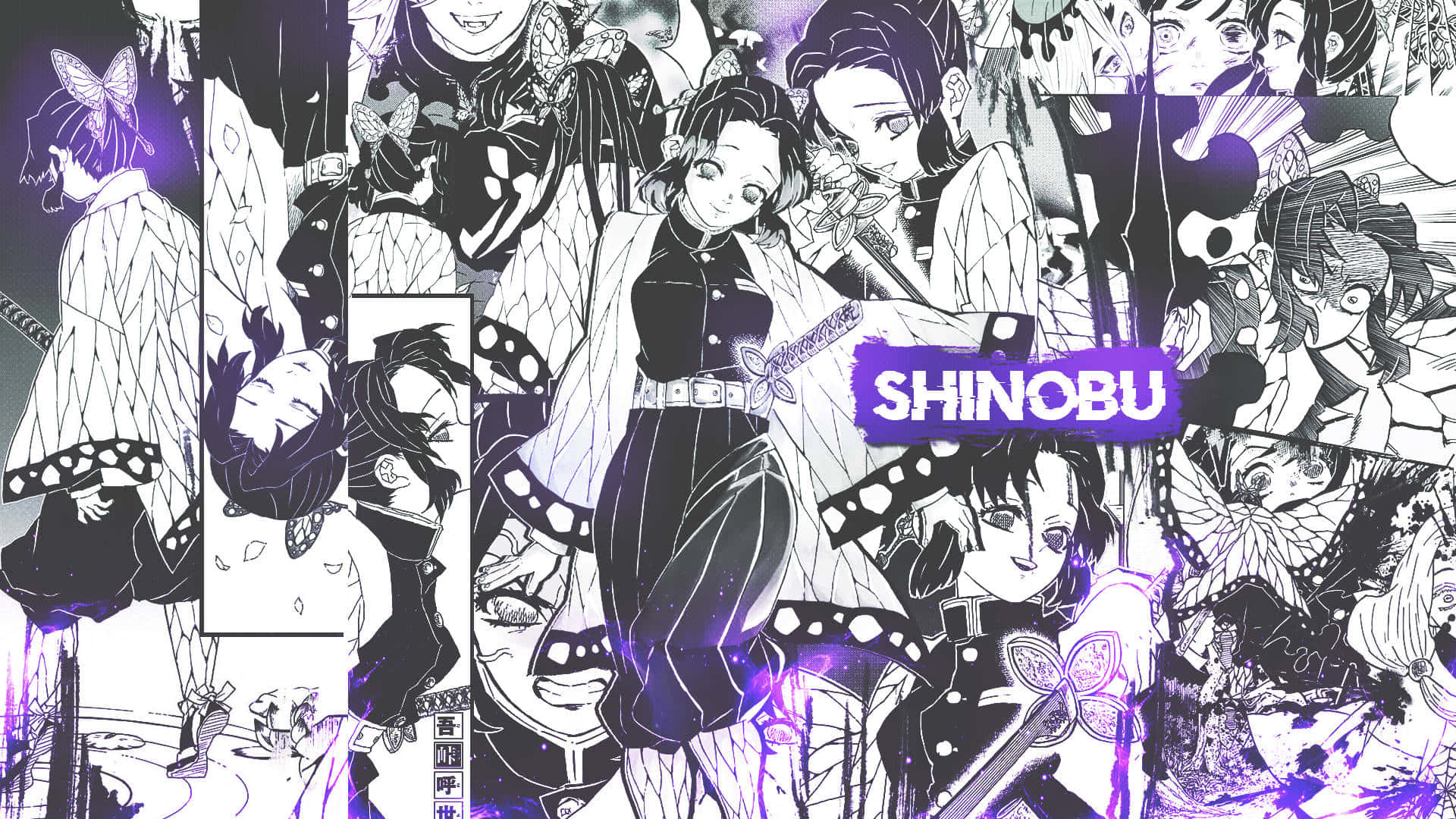 Mor Shinobu Demon Slayer Estetik Manga Duvar Kağıdı