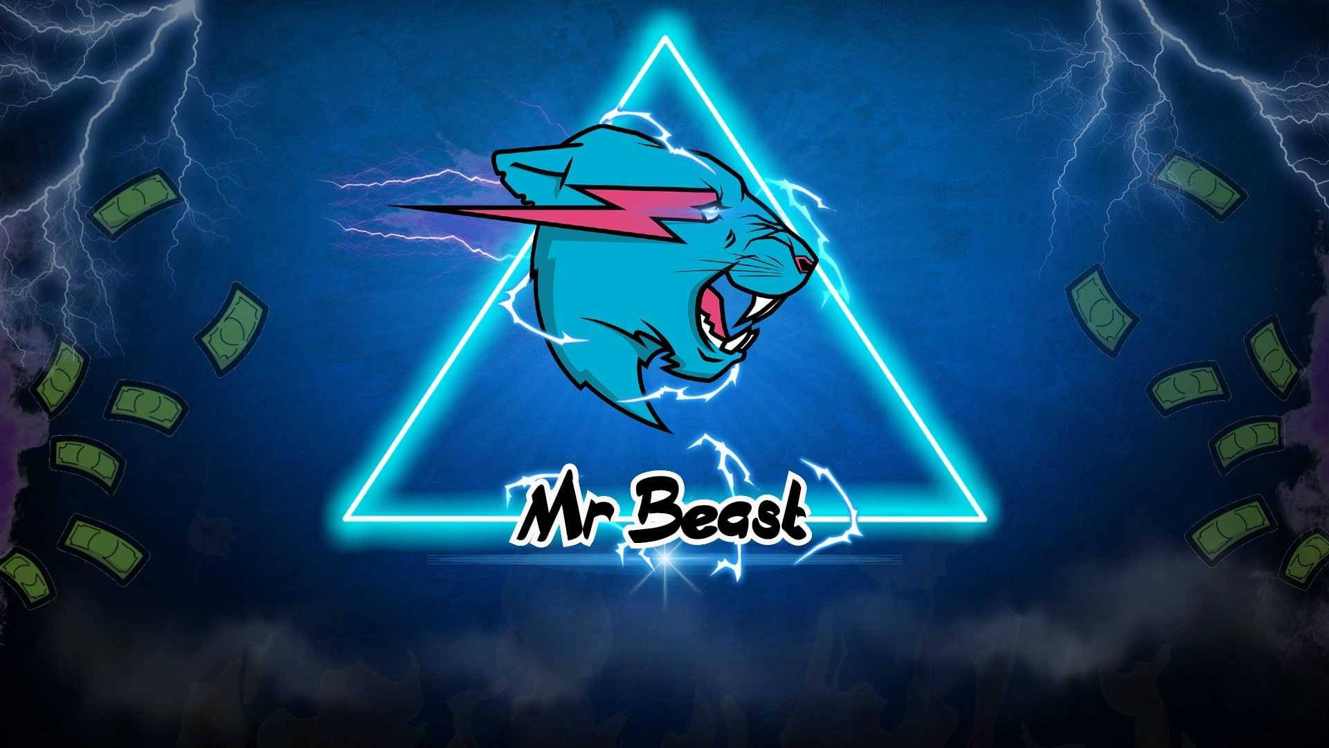 Mr Beast Logosu ve Neon Üçgen Duvar Kağıdı