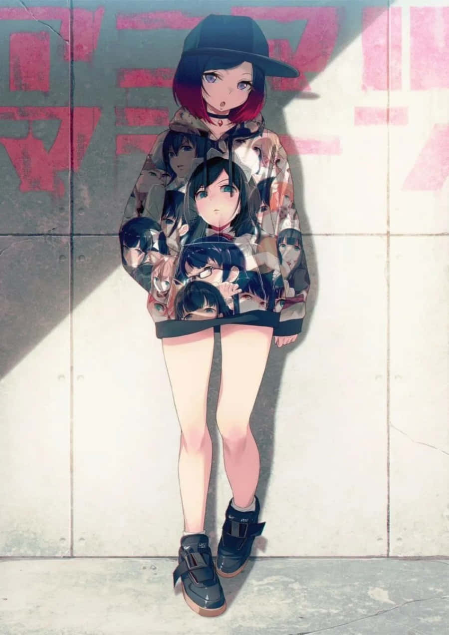 Muhteşem Anime Kızı Şık Bir Kapüşonlu Sweatshirt İçinde Duvar Kağıdı