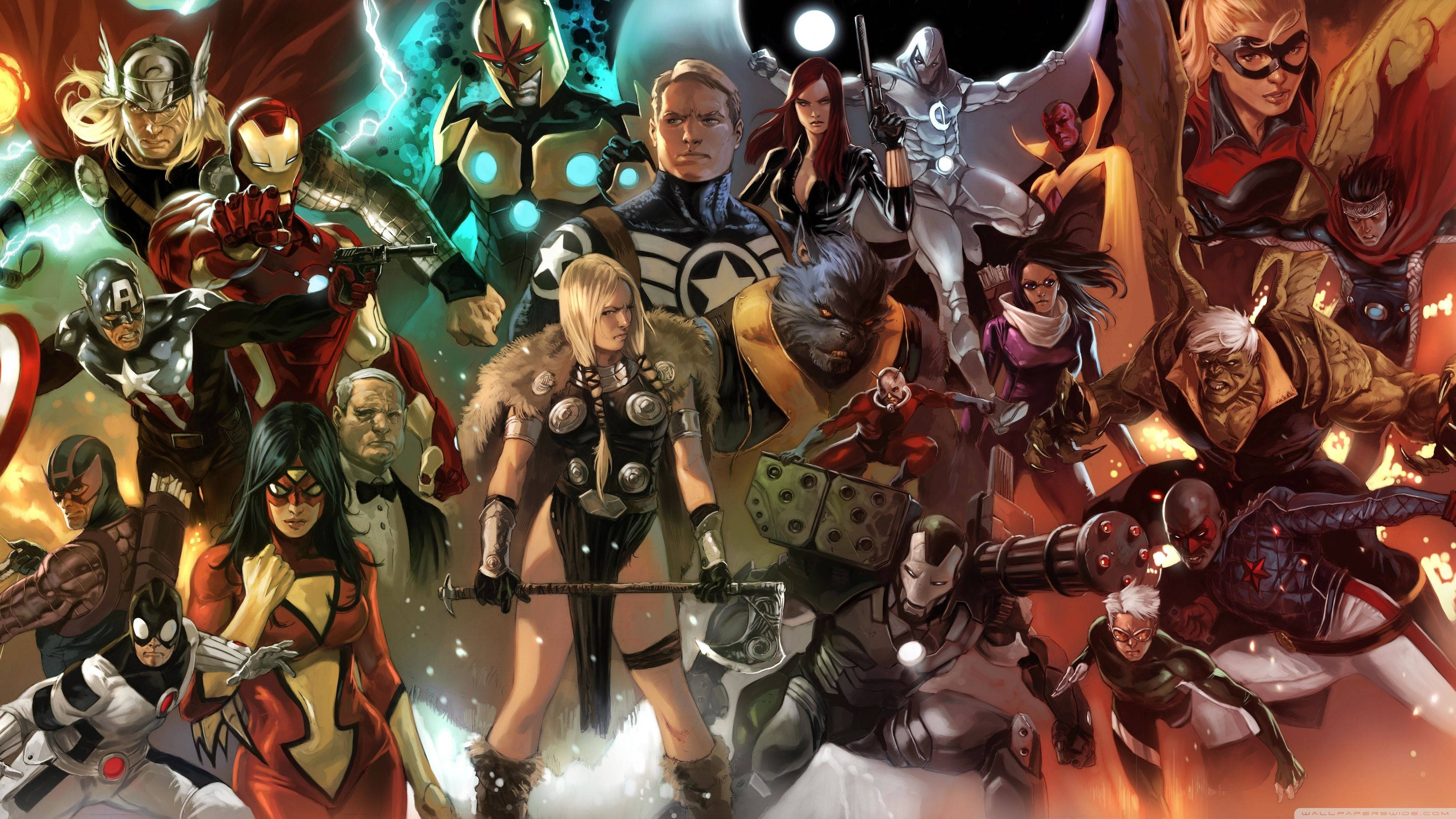 Muhteşem Dörtlü: Marvel Çizgi Roman Karakterleri Duvar Kağıdı