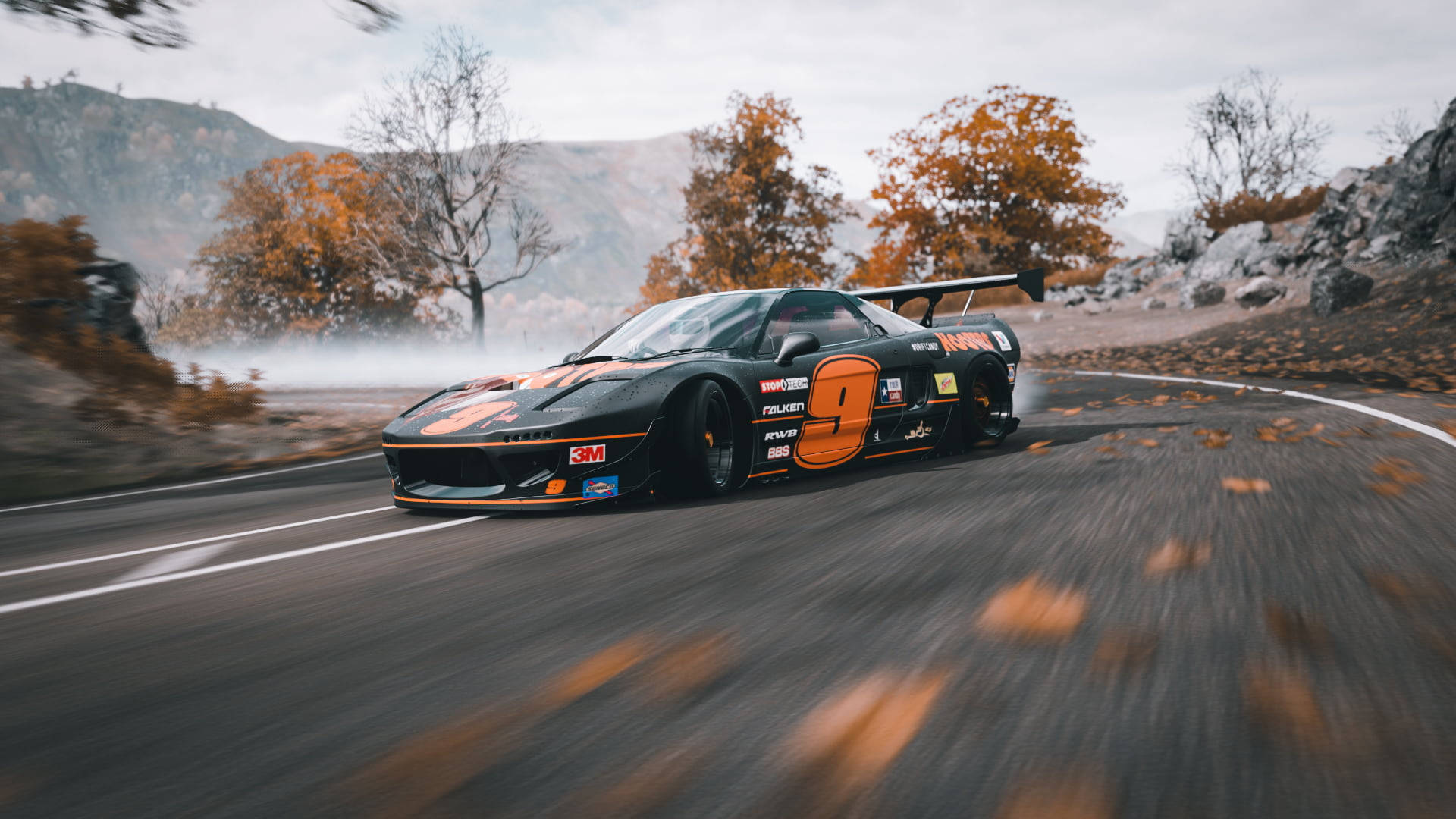 Muhteşem Turuncu ve Siyah Honda NSX Drift Yarışında Fark Yaratıyor Duvar Kağıdı
