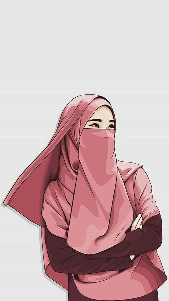 Müslüman Kız Hijab Karikatürü Duvar Kağıdı