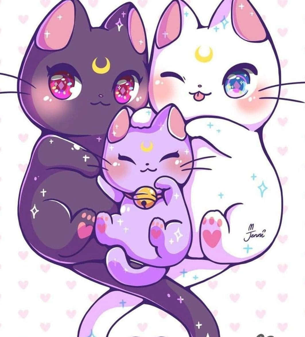 Mutlu Anime Kedi Duvar Kağıdı