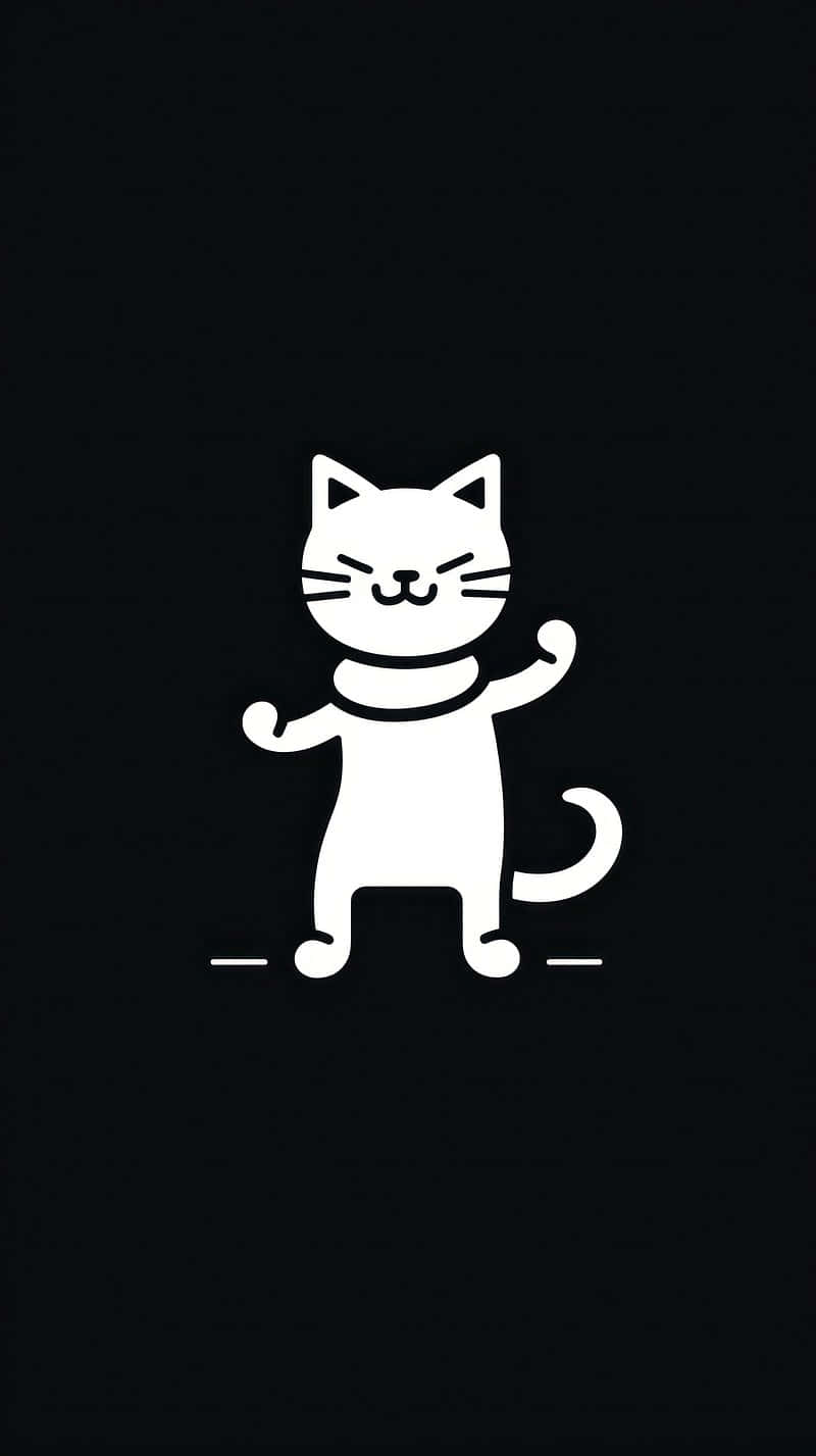Mutlu Dans Eden Kedi Çizimi Duvar Kağıdı