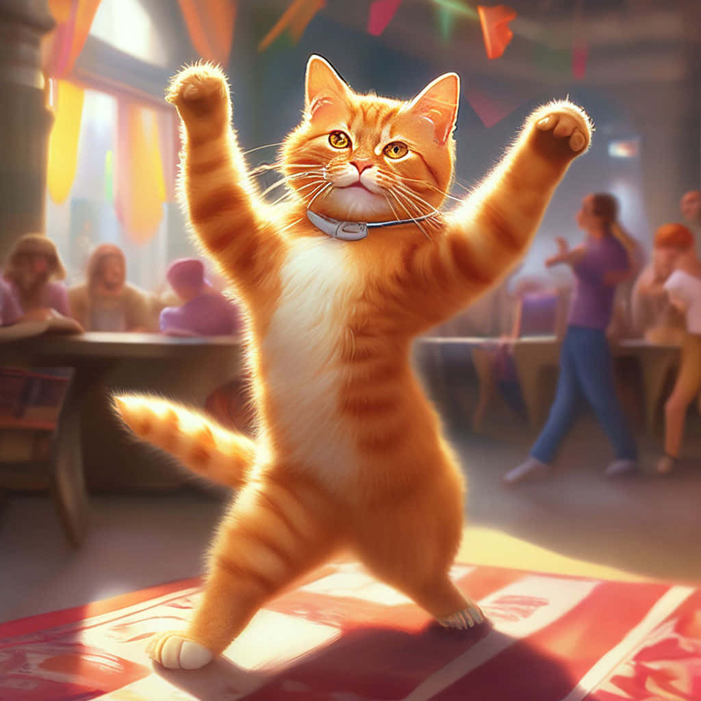Mutlu Dans Eden Kedi Kutlaması.JPG Duvar Kağıdı