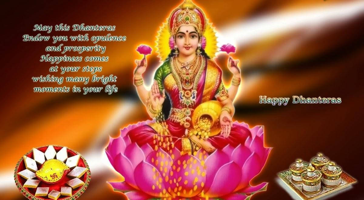 Mutlu Dhanteras Lakshmi Selamı Duvar Kağıdı