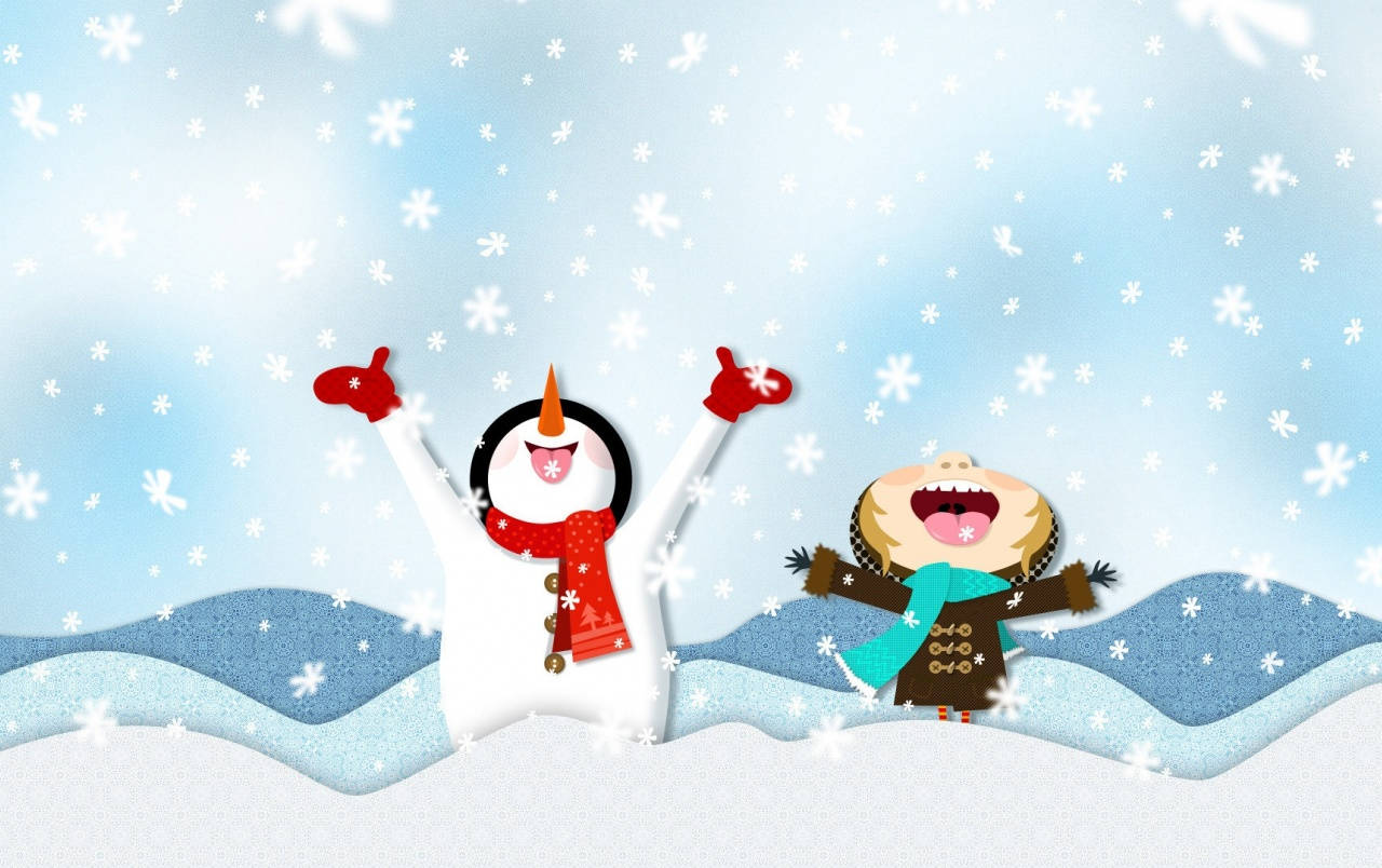 Mutlu Kardan Adam Komik Noel Duvar Kağıdı