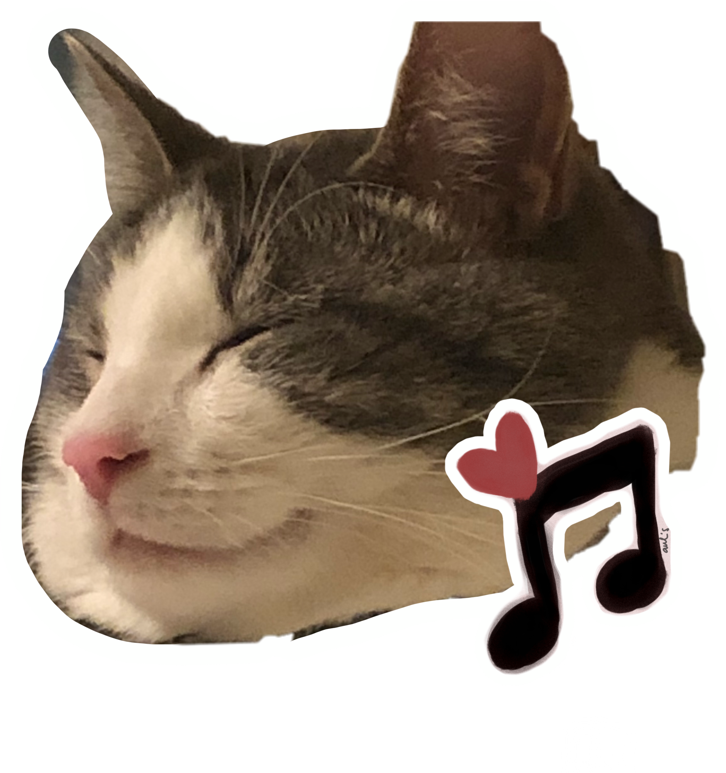 Mutlu Kedi Müzik Aşkı Çıkartması.PNG Duvar Kağıdı