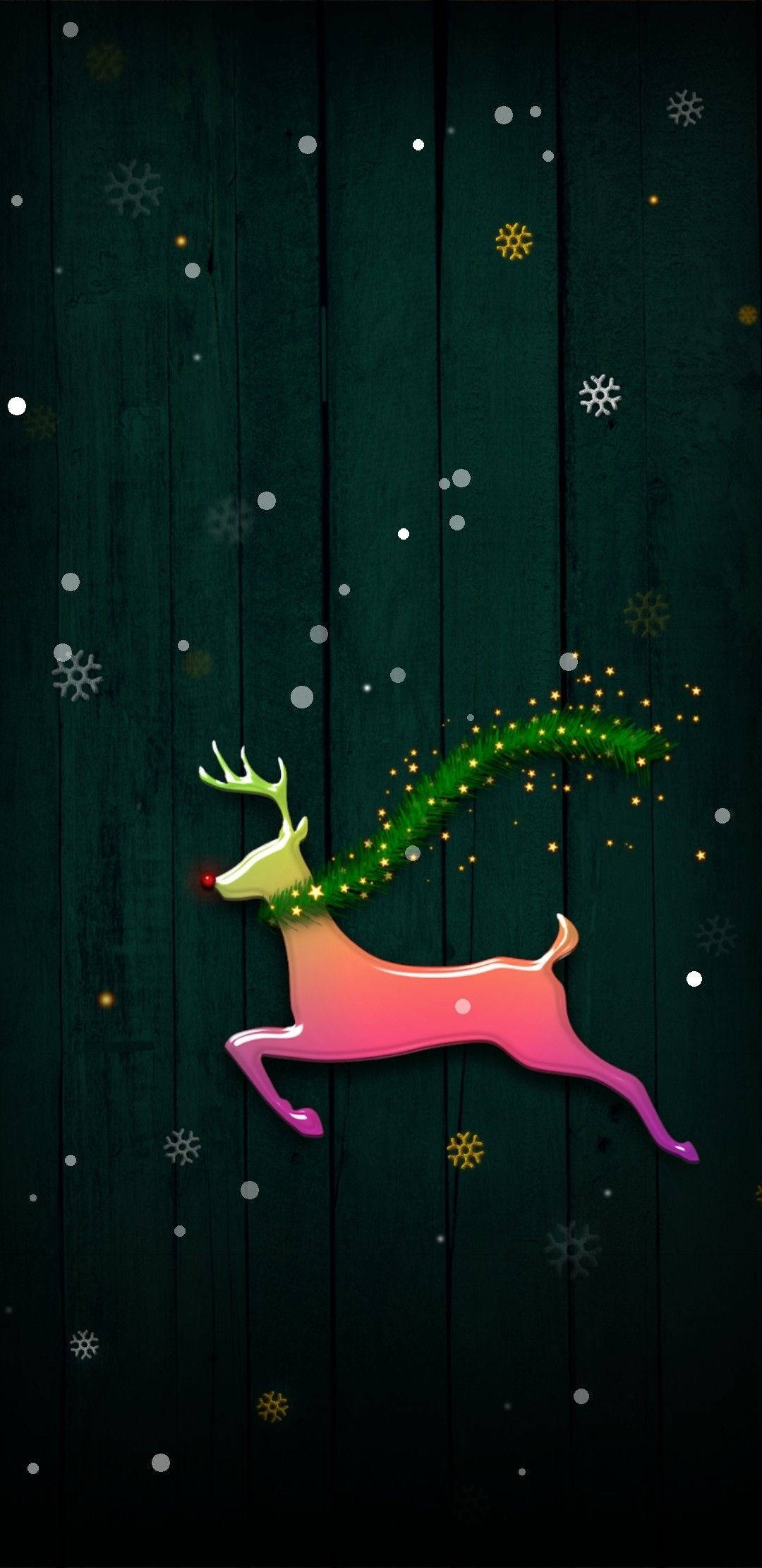 Mutlu Ren Geyiği Noel'i Kutluyor Duvar Kağıdı