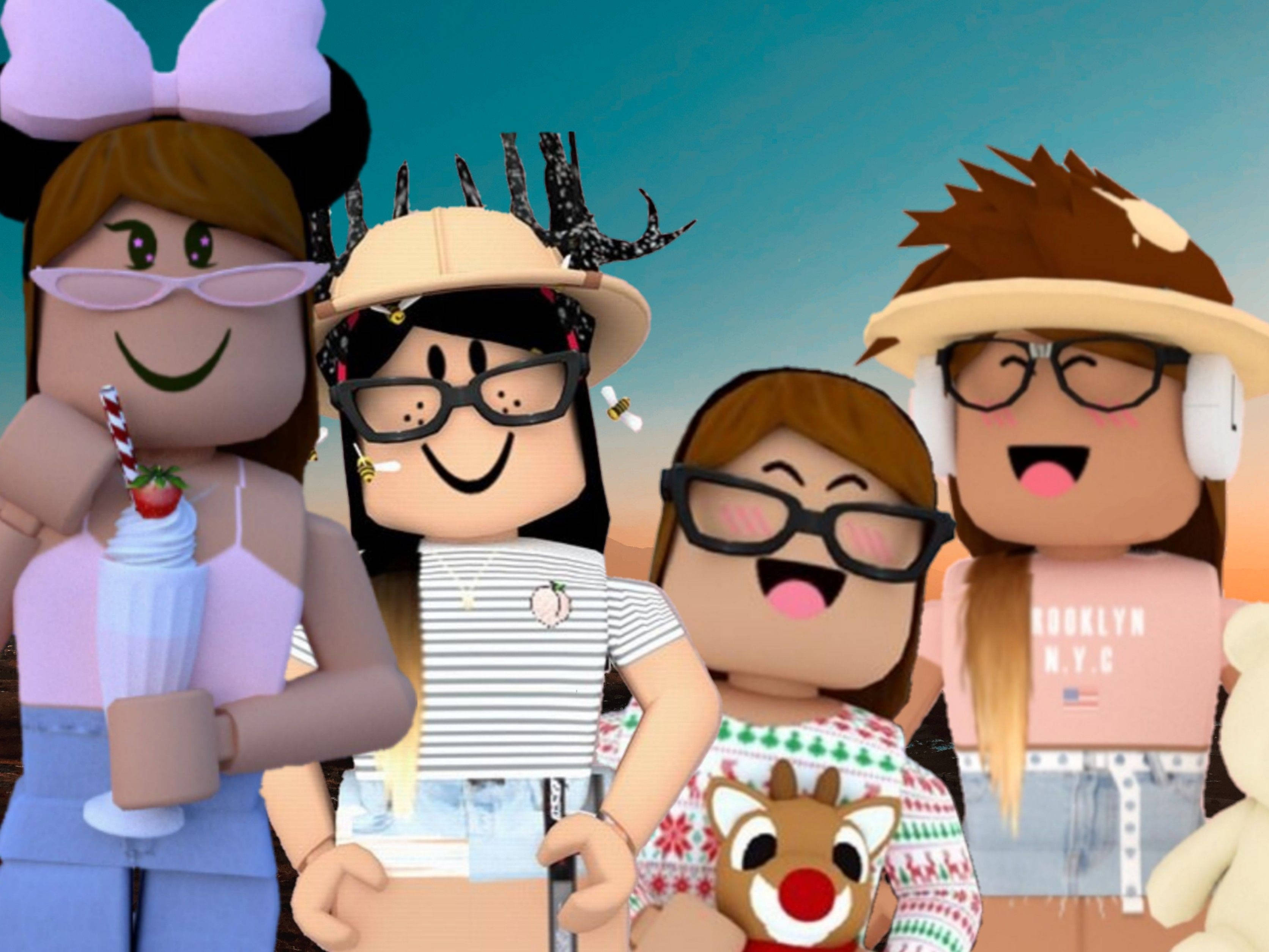 Mutlu Sevimli Roblox Kızları Duvar Kağıdı