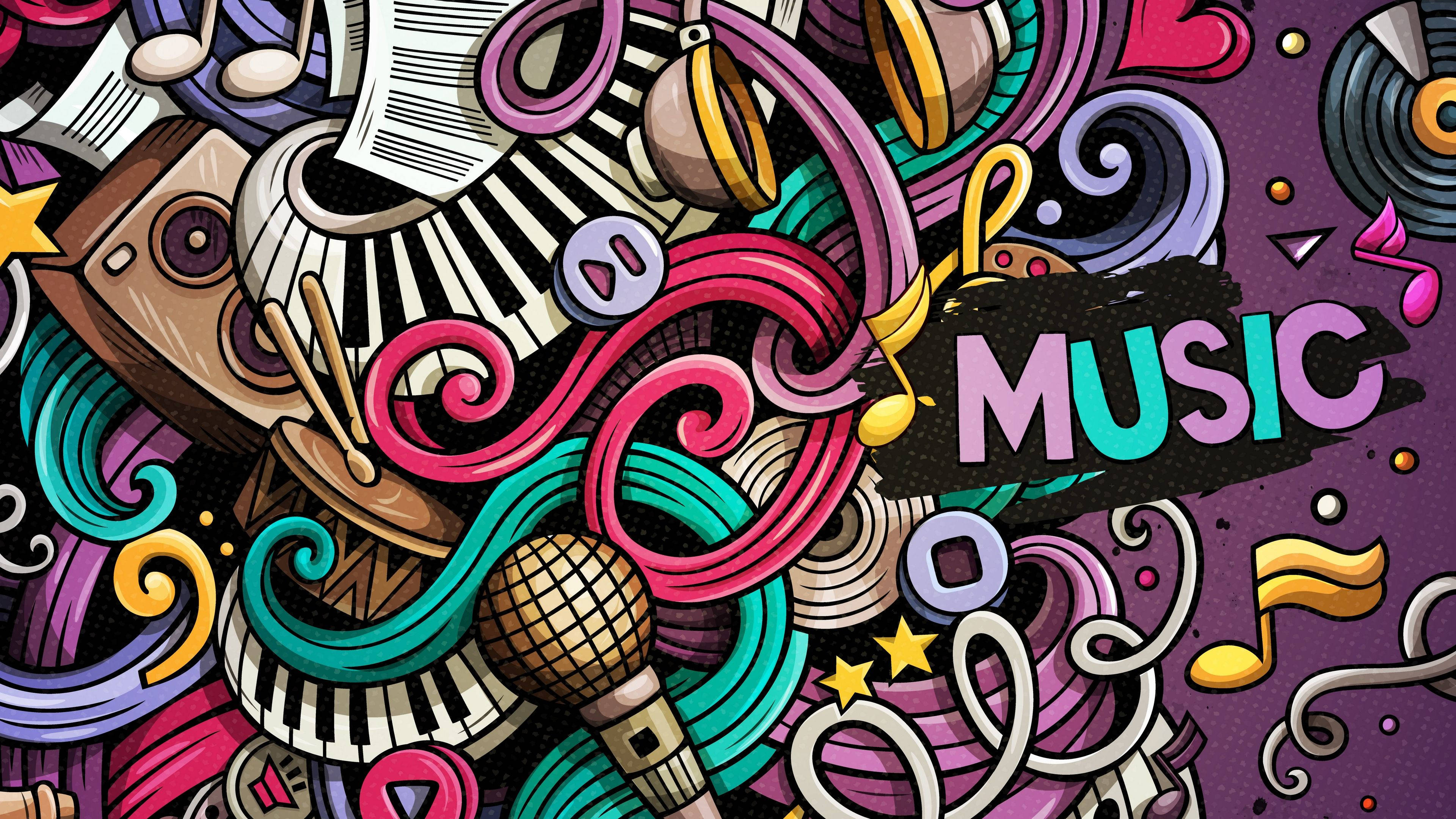Müzik 4K Doodle Duvar Kağıdı