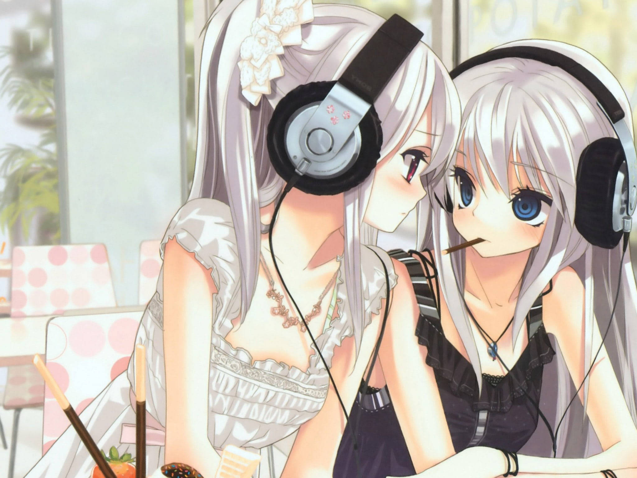 Müzik Aşığı Anime Lezbiyenler Duvar Kağıdı