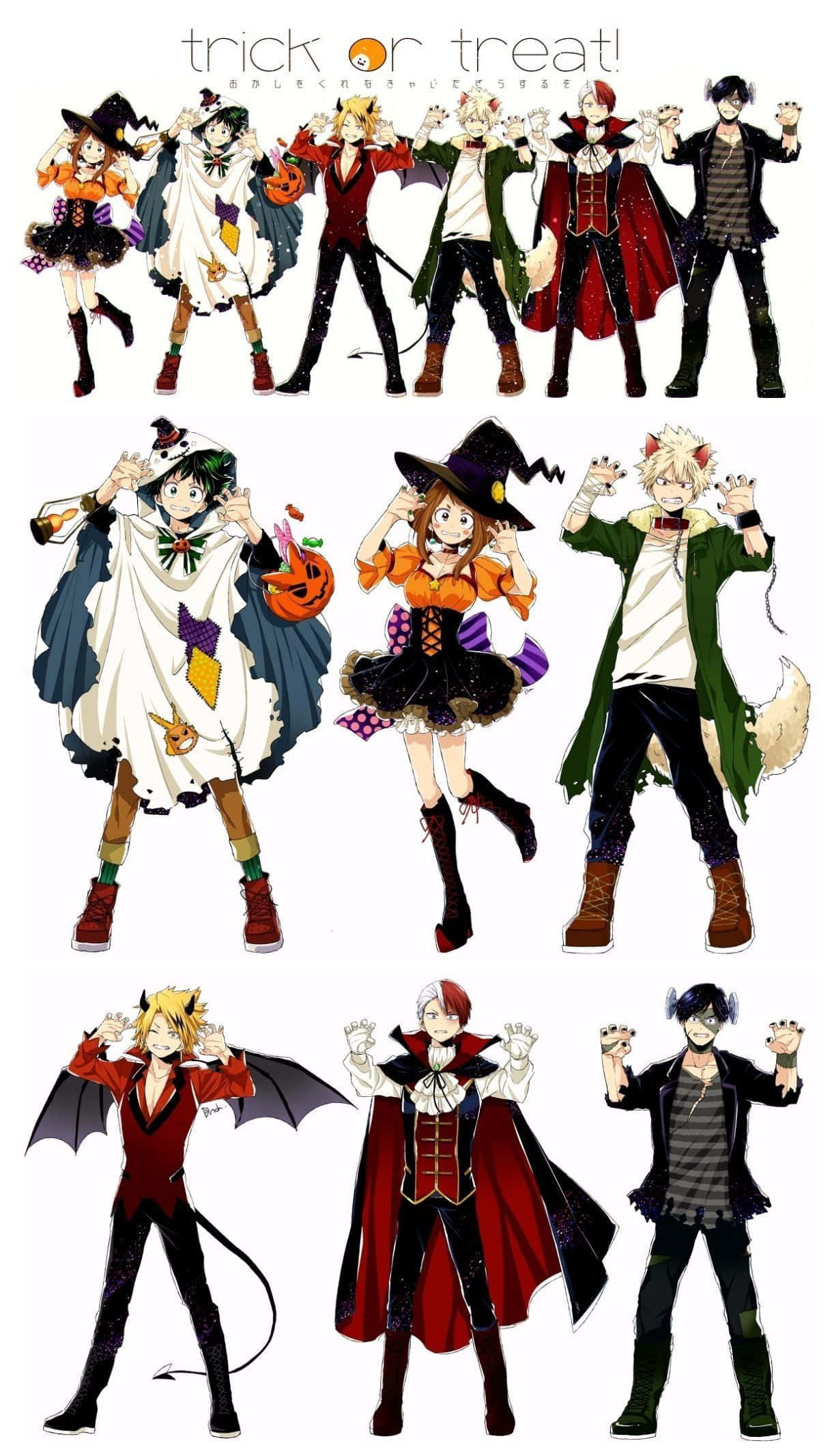 My Hero Academia Cadılar Bayramı Kostümleri Şeker mi Şaka mı İçin Duvar Kağıdı