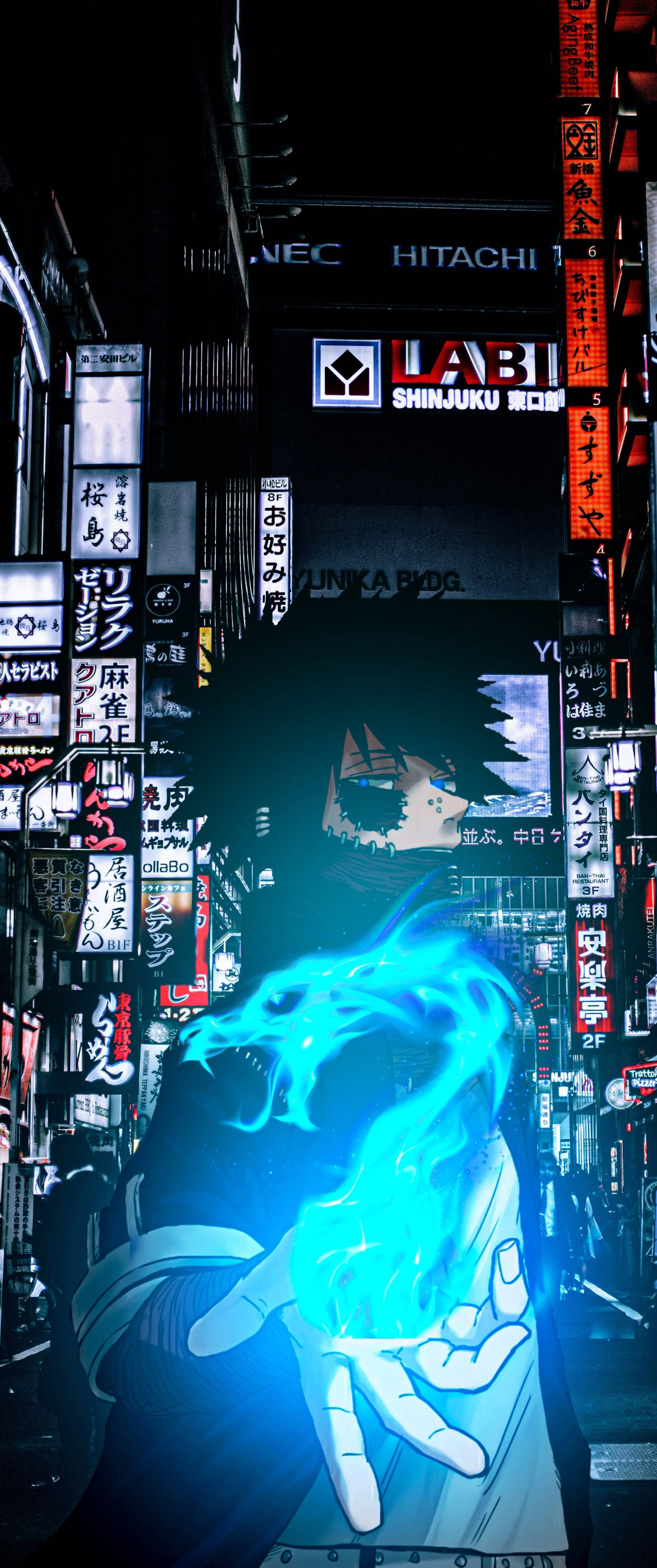 My Hero Academia Telefonunda Mavi Ateşli Dabi Duvar Kağıdı