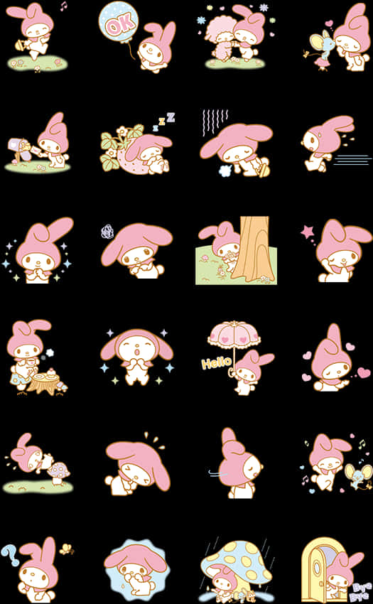 Sticker Line My Melody, HD Png İndir