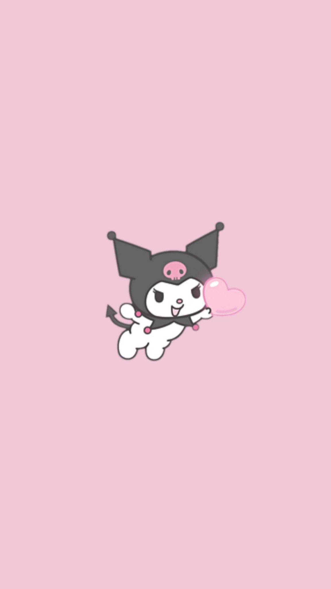 My Melody'nin Rakibi Kuromi Kalp Tutuyor Duvar Kağıdı