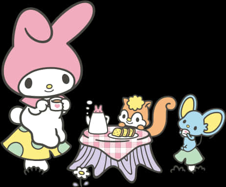 My Melody ve Arkadaşları Çay Partisi Duvar Kağıdı