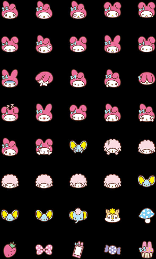 My Melody ve Arkadaşları Deseni Duvar Kağıdı