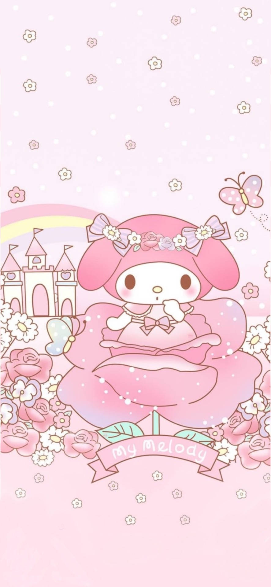 My Melody Ve Gül Çiçeği Duvar Kağıdı