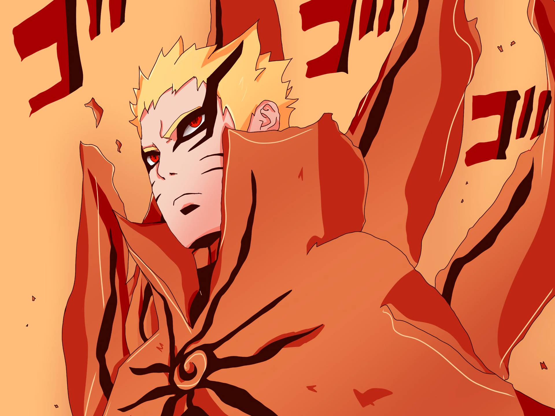 Naruto Baryon Modu Kırmızı Pelerin Duvar Kağıdı