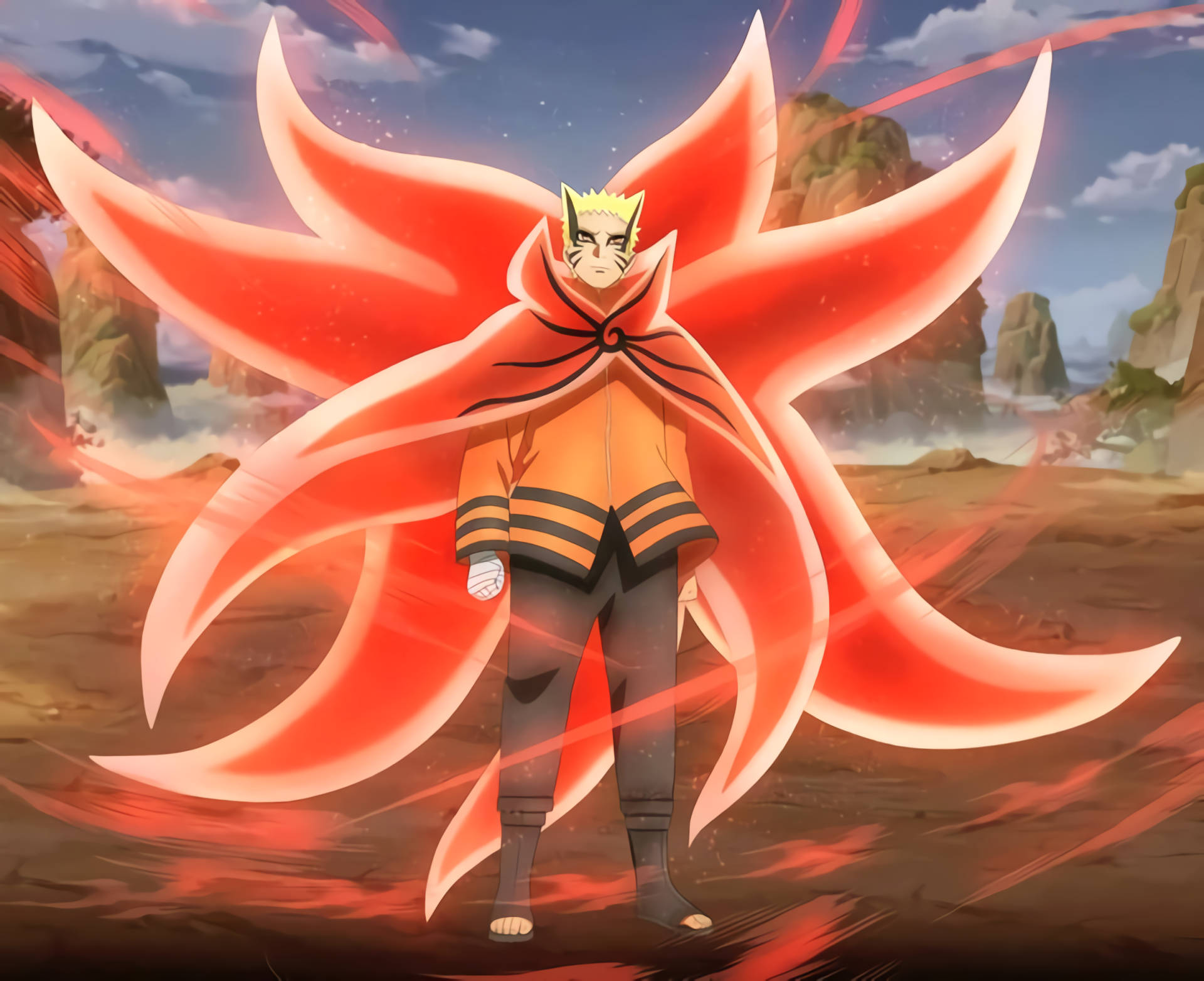 Naruto Baryon Modu Alev Duvar Kağıdı
