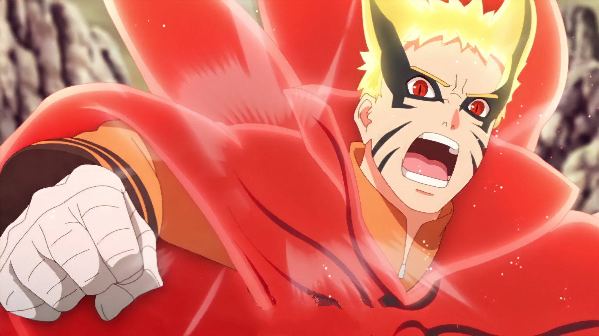 Naruto Baryon Modu Öfkeli Kırmızı Duvar Kağıdı