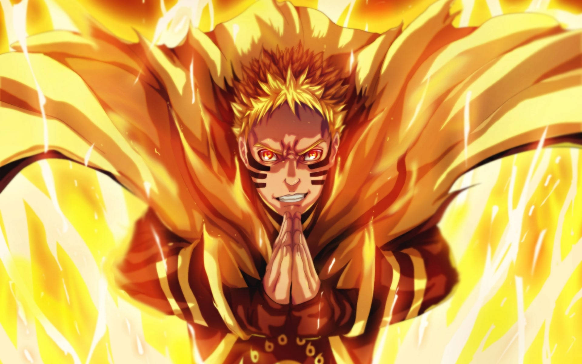 Naruto Baryon Modu Sarı Alevler Duvar Kağıdı
