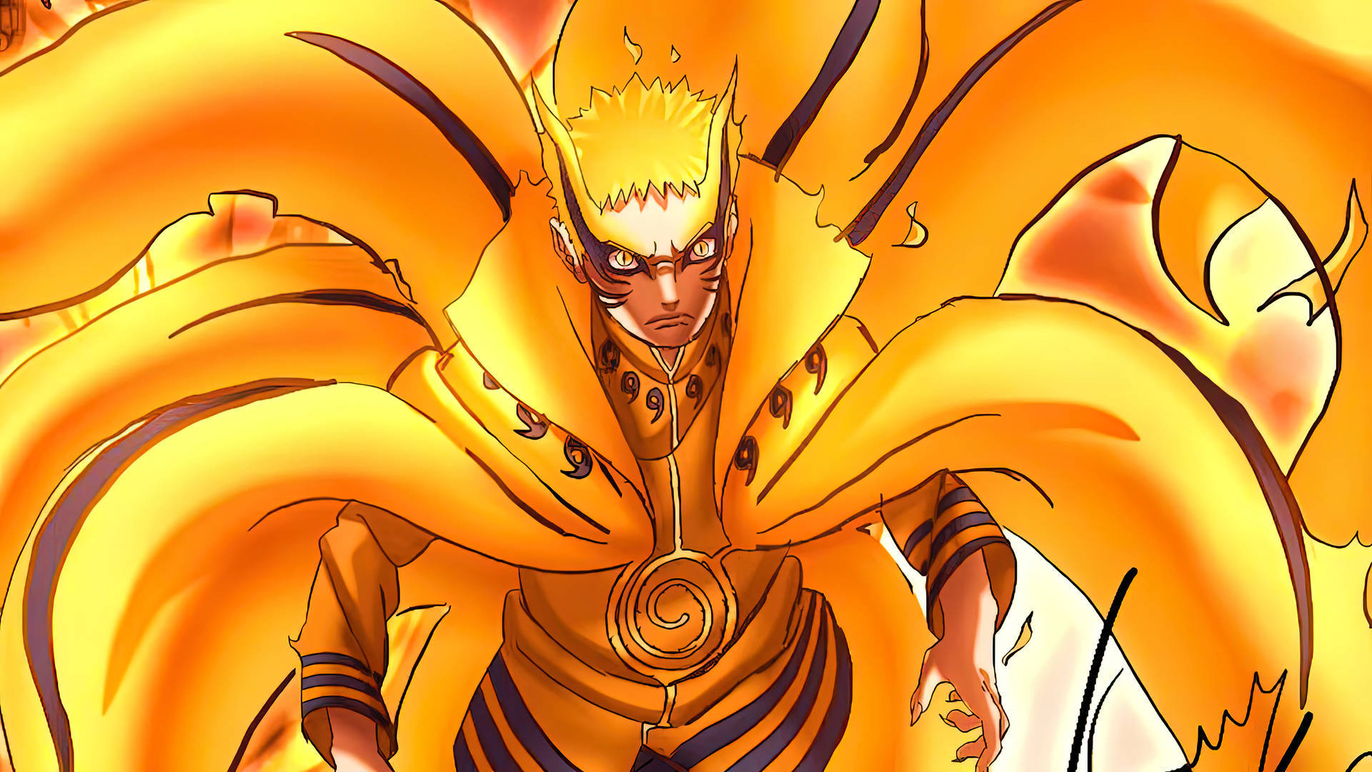 Naruto Baryon Modu Turuncu Sanat Eseri Duvar Kağıdı