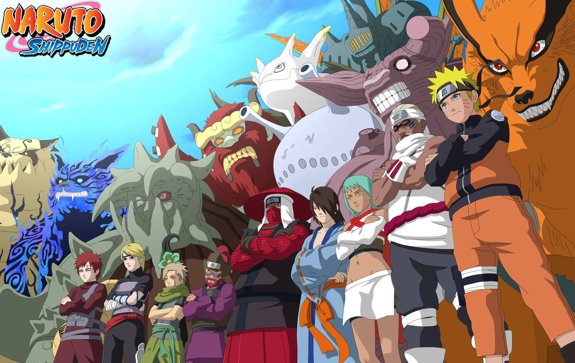 Naruto Canlı Karakterler ve Kuyruklu Canavarlar Duvar Kağıdı