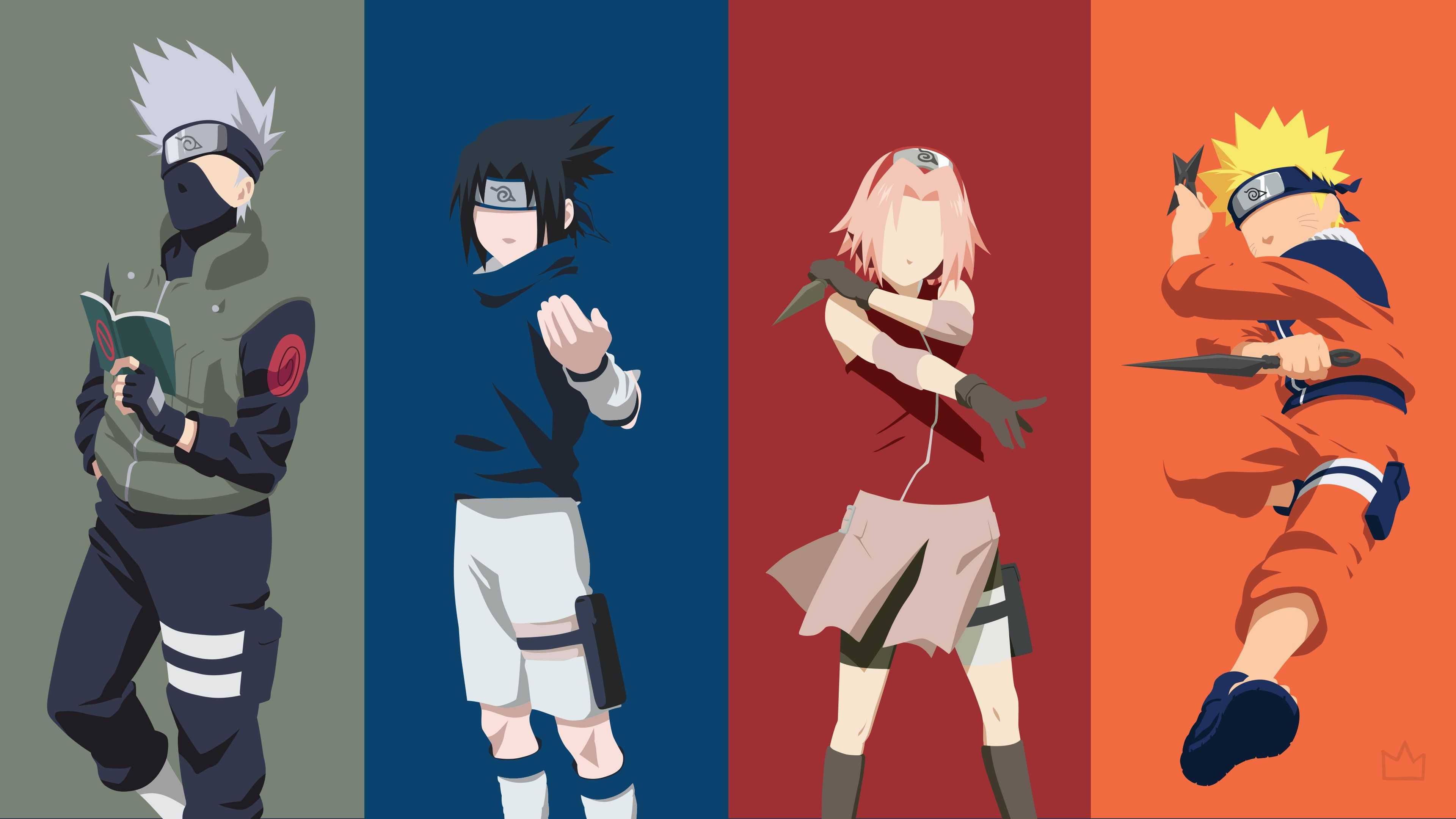 Naruto Ekip 7 Minimalist Duvar Kağıdı