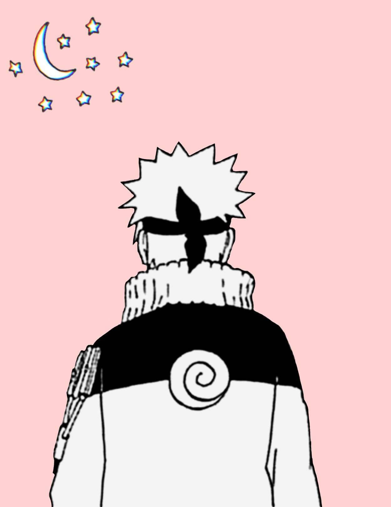 Naruto Estetik Pastel Pembe Duvar Kağıdı