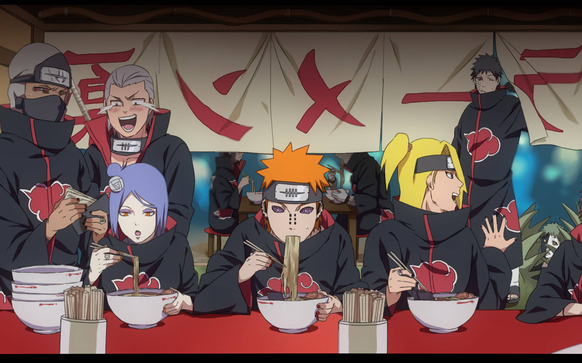 Naruto Karakterleri Akatsuki Ramen Evi'nde Duvar Kağıdı