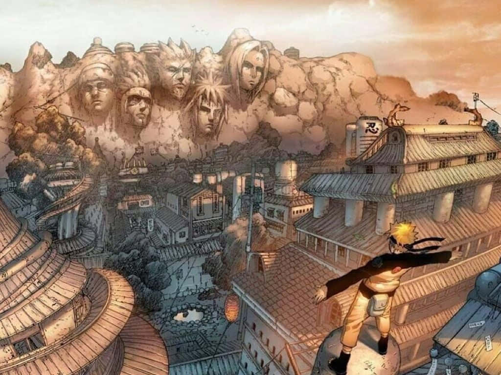 Naruto, Konoha Köyü ve Hokage Kayası Duvar Kağıdı