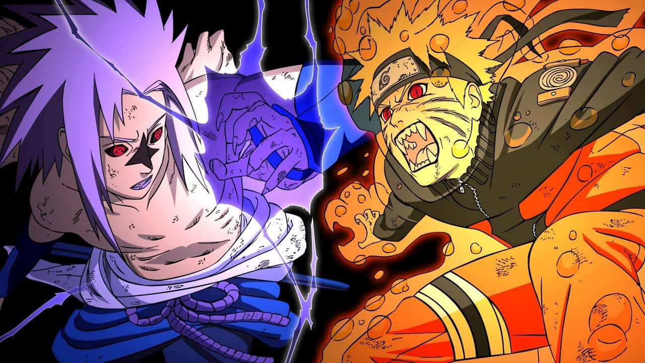 Naruto Manga Lanetli Mühür Sasuke VS Dokuz Kuyruklu Naruto Duvar Kağıdı