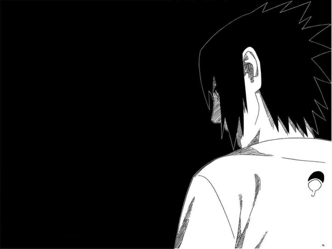 Naruto Shippuden Sasuke Uchiha Siyah Beyaz PFP Duvar Kağıdı