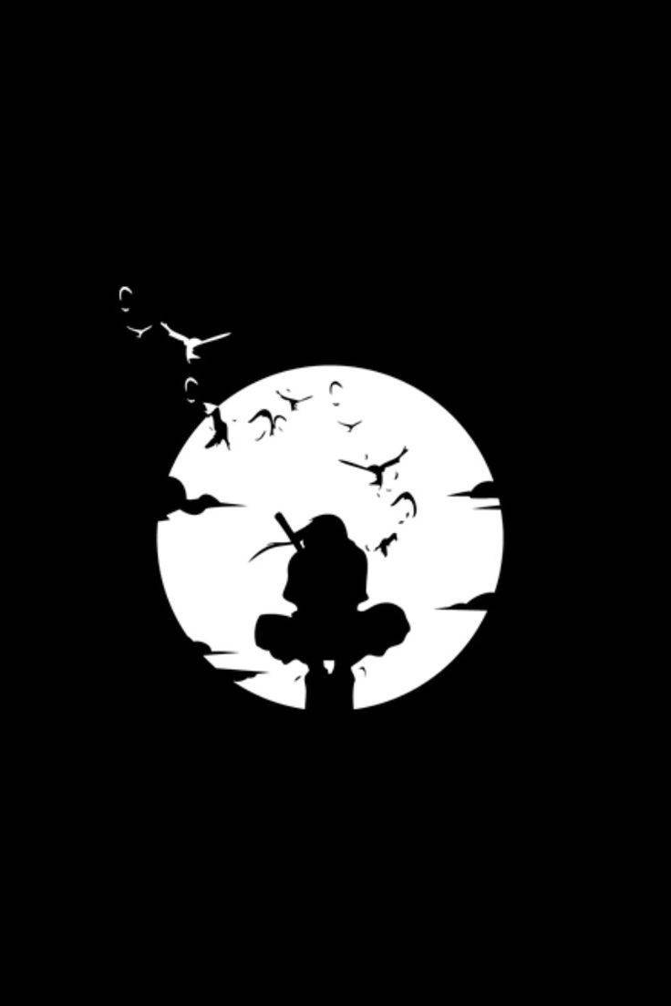 Naruto Siyah Itachi Uchiha Ayın Arkasında Duvar Kağıdı