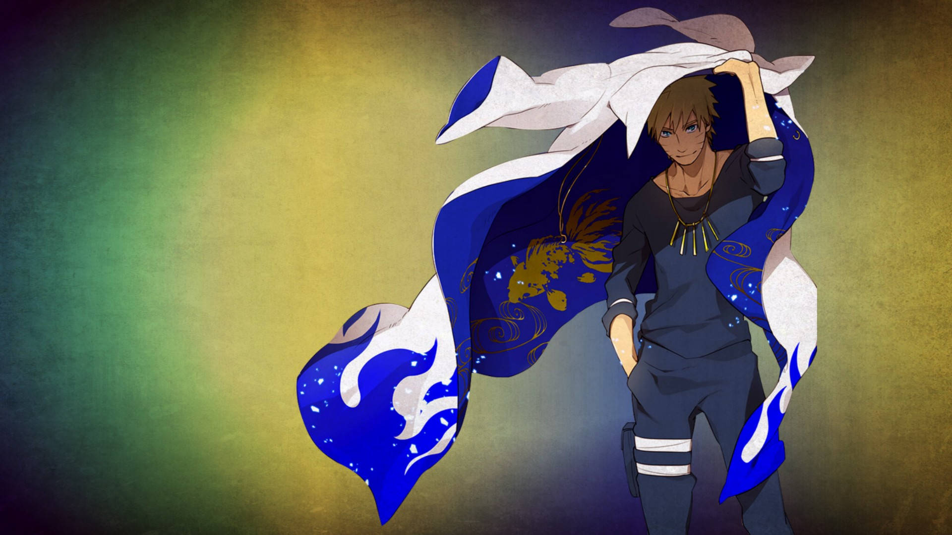 Naruto Uzumaki Mavi Hokage Pelerini Duvar Kağıdı