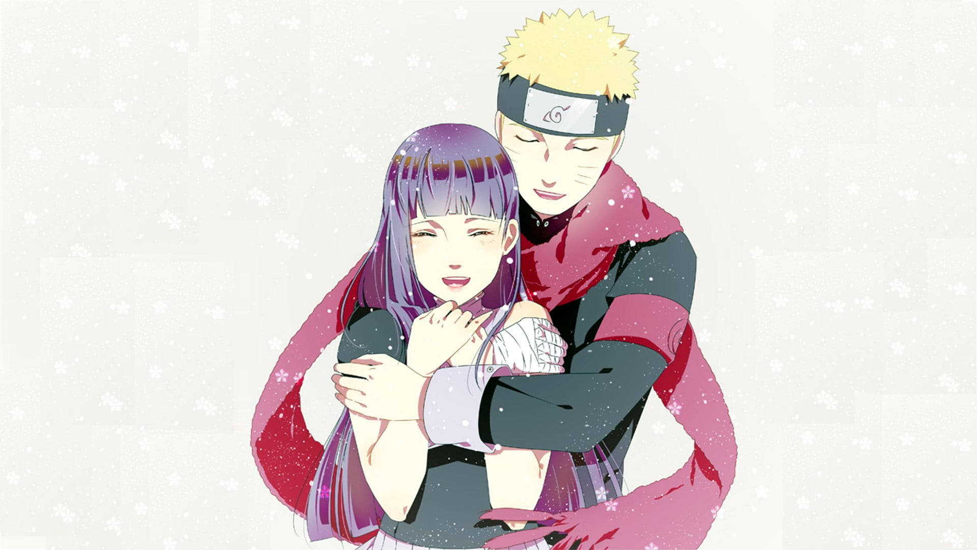 Naruto ve Hinata Kırmızı Atkıyla Duvar Kağıdı