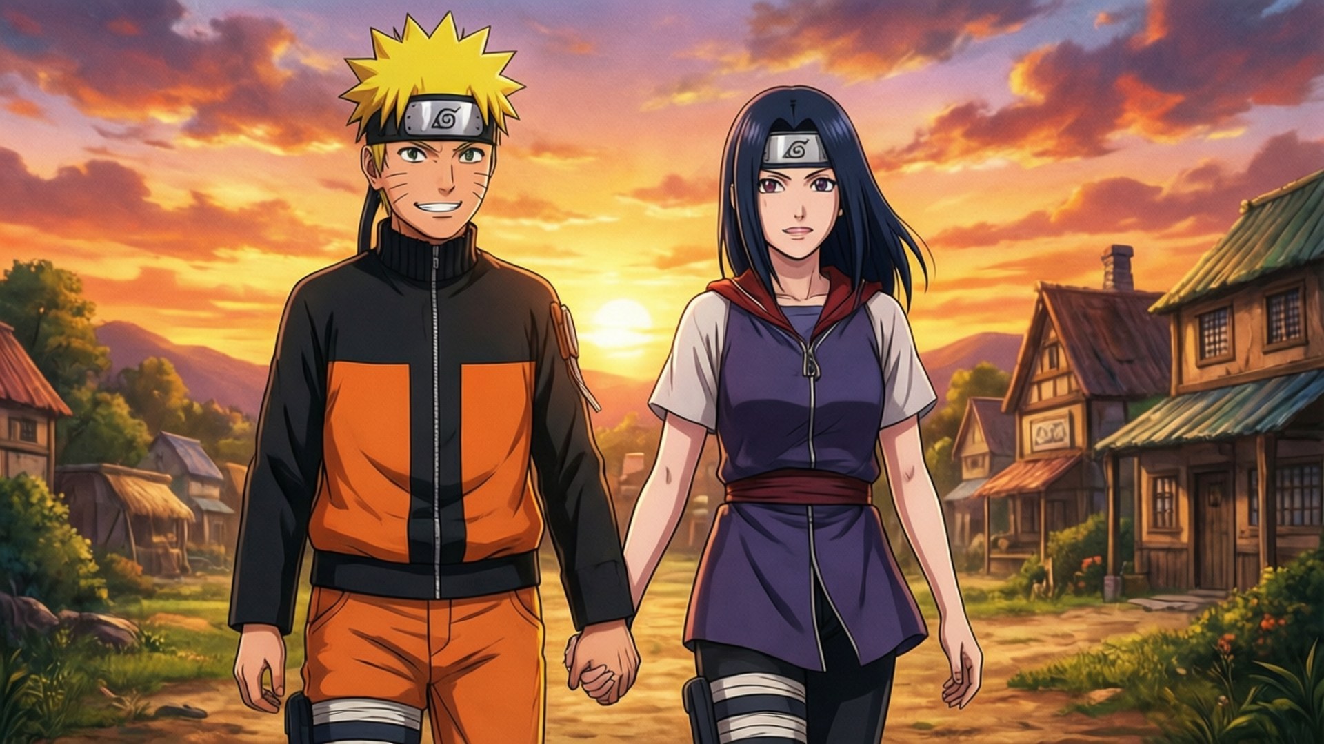 Naruto ve Hinata Gün Batımı Duvar Kağıdı