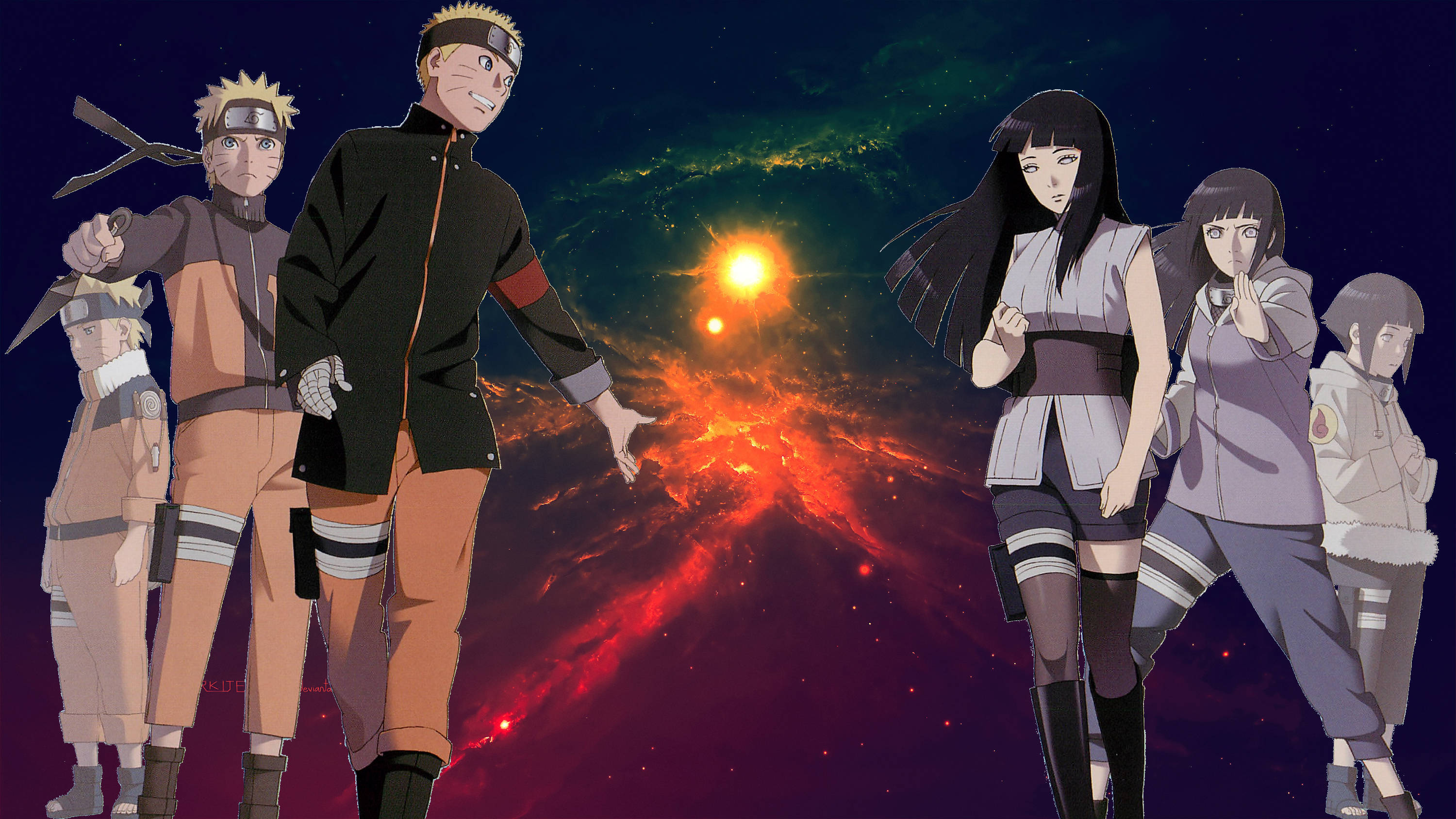 Naruto ve Hinata'nın Yıllar İçindeki Evreleri Duvar Kağıdı