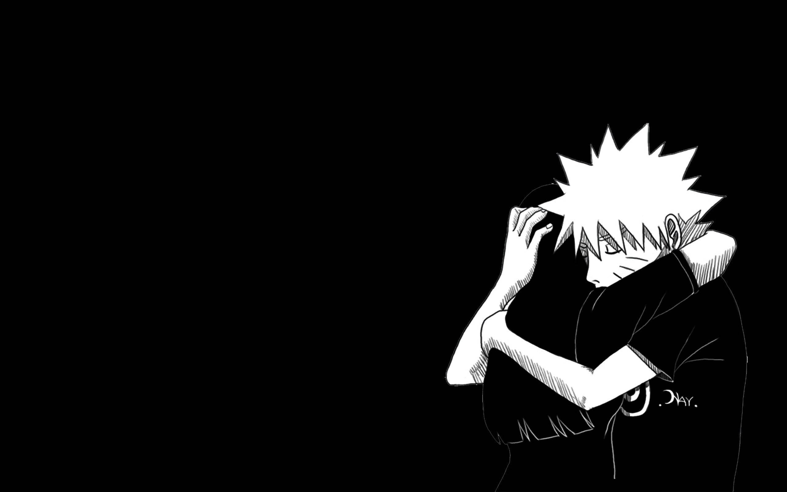 Naruto ve Hinata Siyah Beyaz Duvar Kağıdı