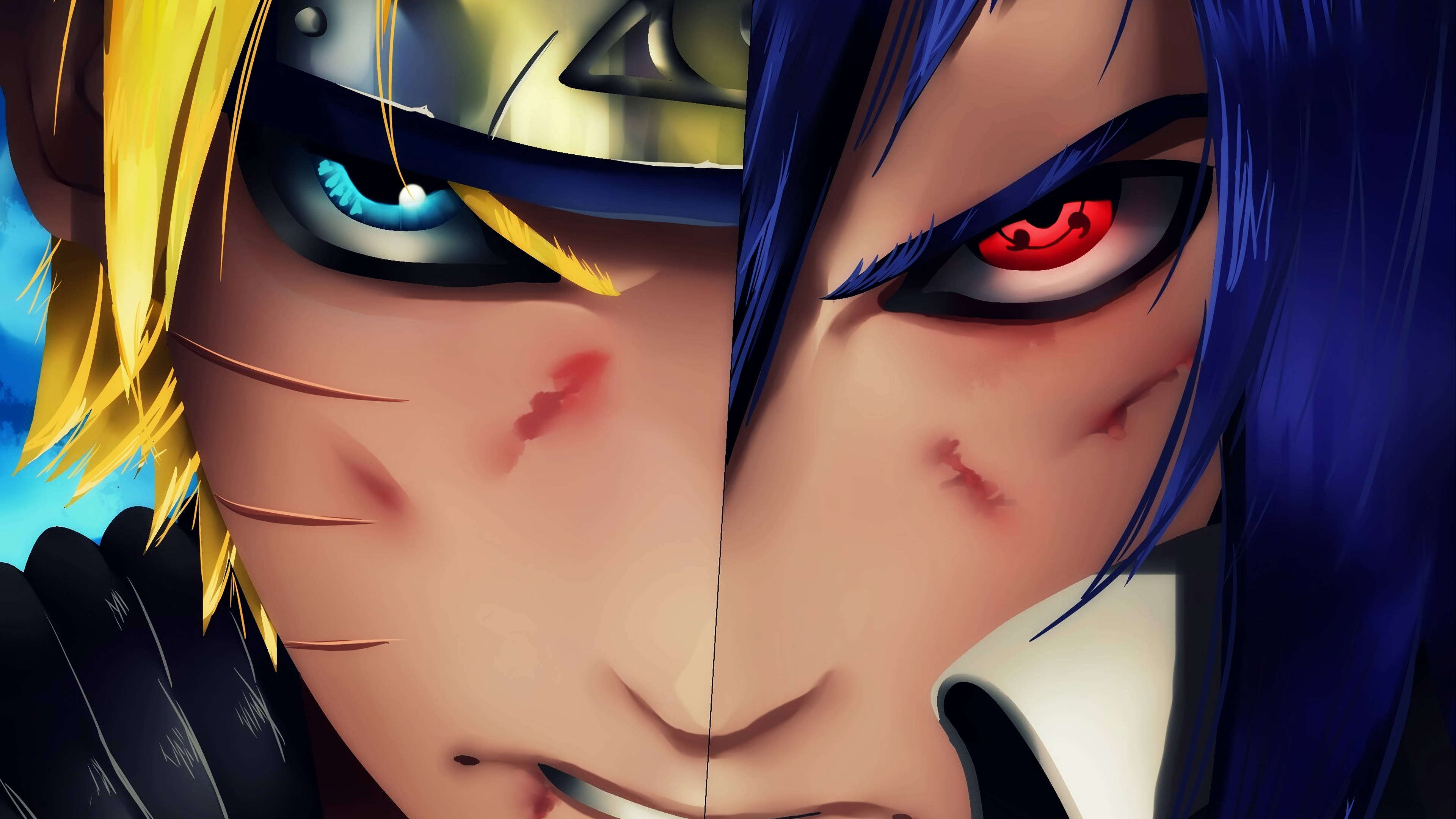 Naruto ve Sasuke Yakın Çekim Duvar Kağıdı