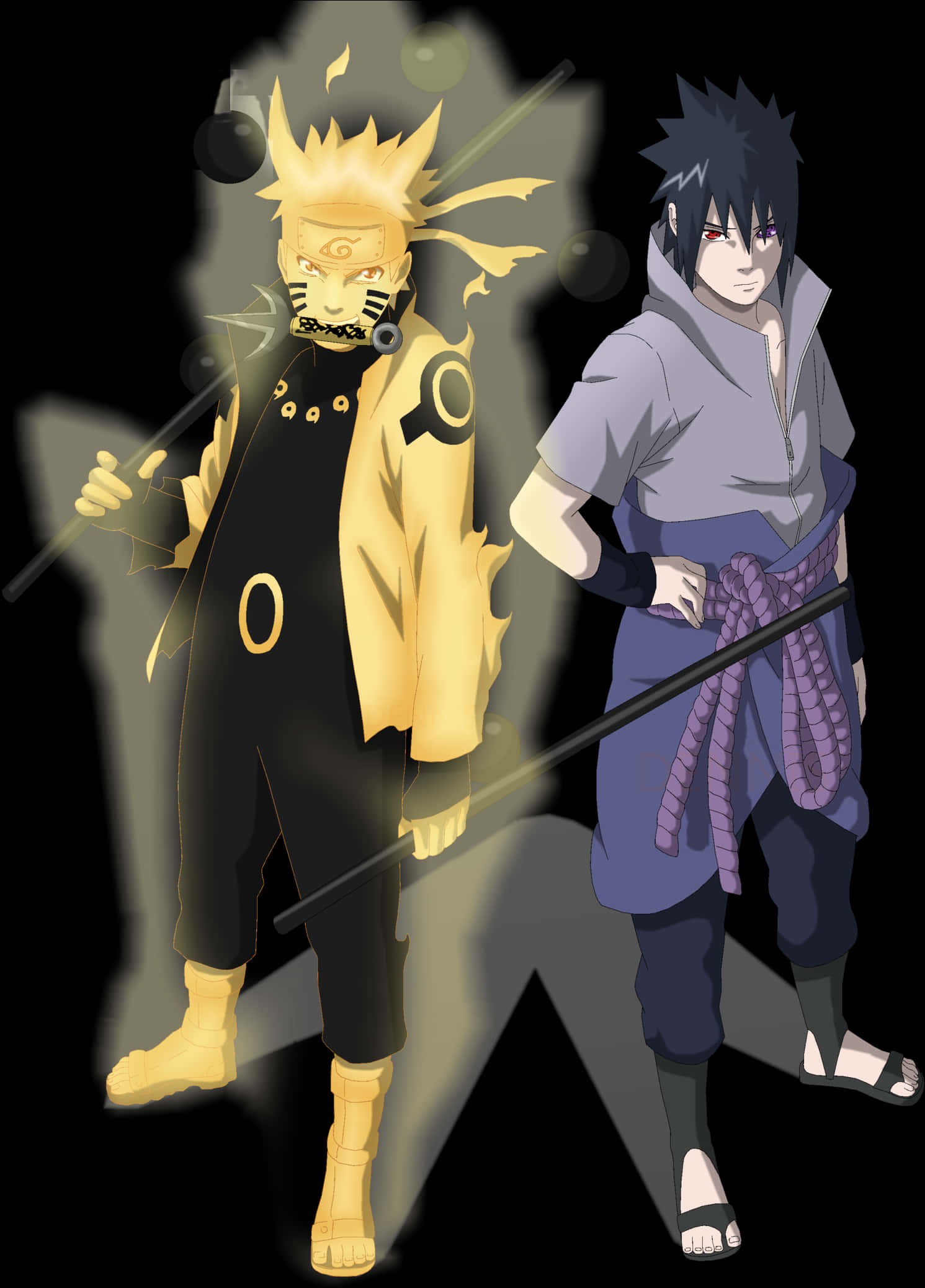 Naruto ve Sasuke Anime İllüstrasyonu Duvar Kağıdı