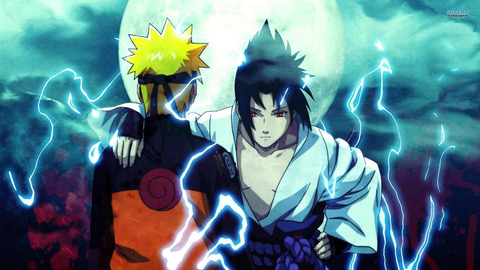 Naruto ve Sasuke, epik bir savaşta kilitlenmiş. Duvar Kağıdı