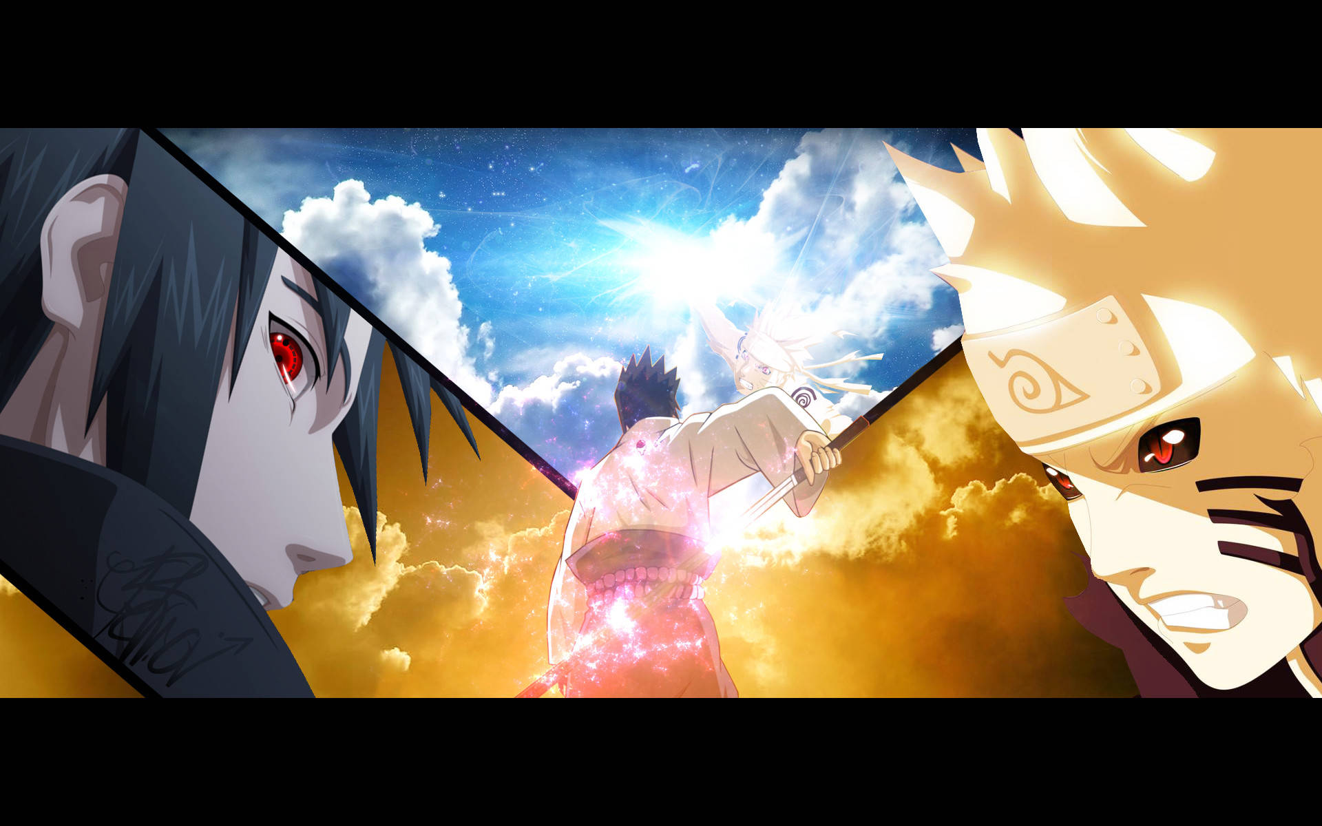 Naruto ve Sasuke Bulutlarla Duvar Kağıdı