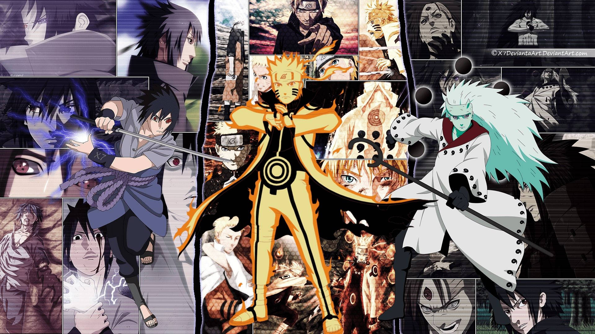 Naruto ve Sasuke, Uchiha Madara ile Duvar Kağıdı